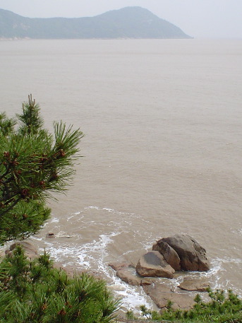 North point across silty water
