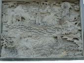 Carving of the tale of Guānyīn's arrival on Pŭtu&oacute;shān